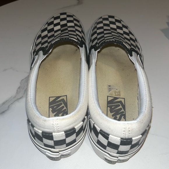 White & Black Checkered Slip on Vans - Picture 6 of 7